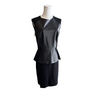 Nicole Miller Black‎ Leather Peplum Sheath Dress – Size 10